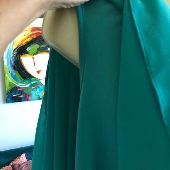 AVENUE size 22 / 24 Turquoise Stretch Jersey Chiffon Overlay Layered Tunic - Picture 4 of 7